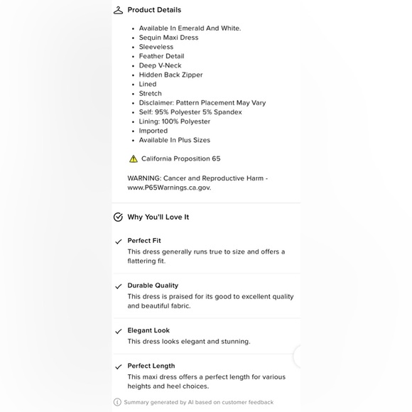 Fashion Nova NWT The Most Elegant Sequin Stretch Feather Sleeveless Maxi Dress S - Picture 15 of 15